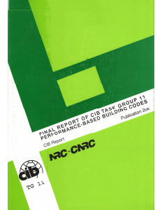 
Canada NRC Final Report of CIB Task Group 11 – Performance-Based Building Codes – April 1997