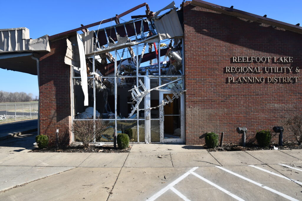 Damage from the tornado outbreak that occurred across Kentucky and Tennessee in December 2021.