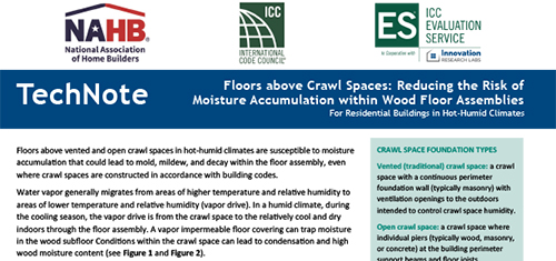 Floors above Crawl Spaces: Reducing the Risk of Moisture Accumulation within Wood Floor Assemblies For Residential Buildings in Hot-Humid Climates