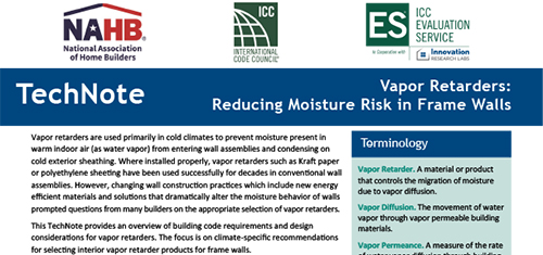 Vapor Retarders: Reducing Moisture Risk in Frame Walls